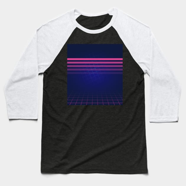 Allure of the Synthwave Lines Baseball T-Shirt by edmproject